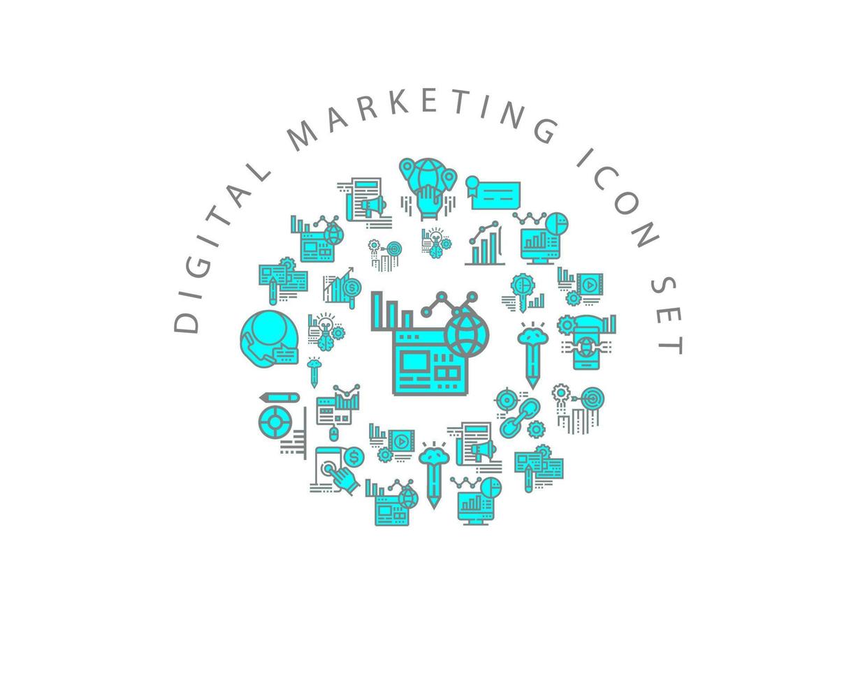 Digital Marketing icon set design on white background vector