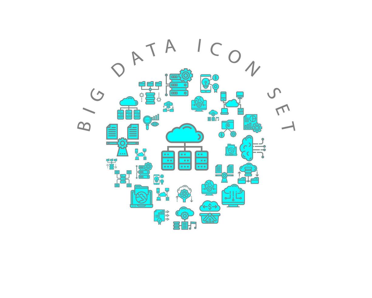 Big data icon set design on white background vector