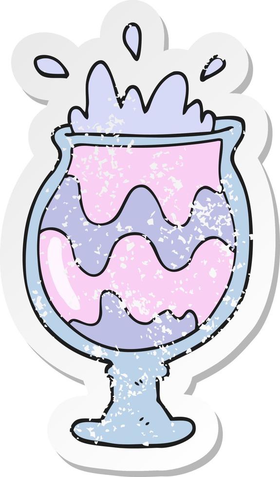 retro distressed sticker of a cartoon weird cocktail vector