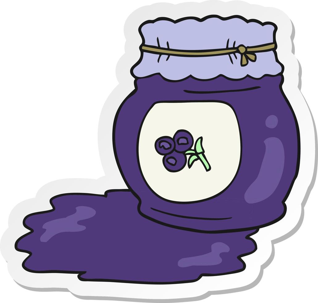 sticker of a cartoon blueberry jam vector