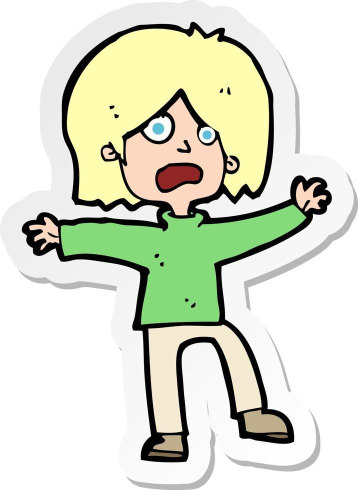 sticker of a cartoon scared person vector