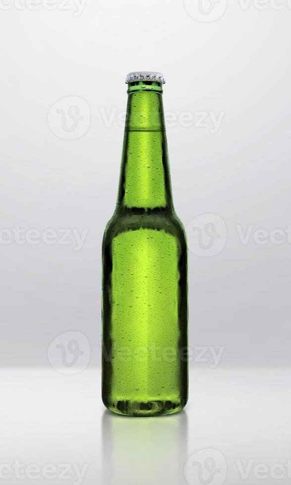 Beer bottle with water drops in room studio for advertising photo