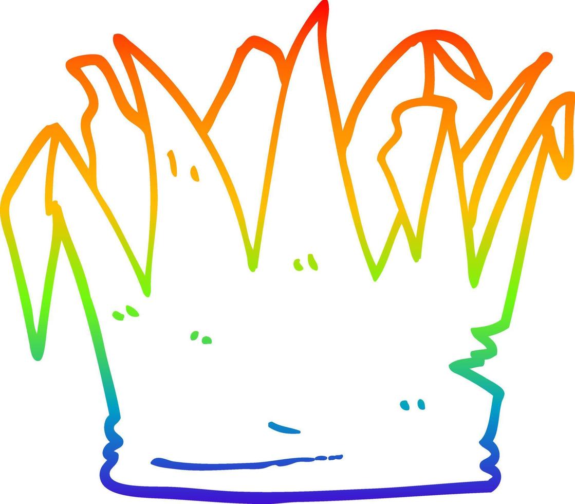 rainbow gradient line drawing cartoon christmas cracker hat vector