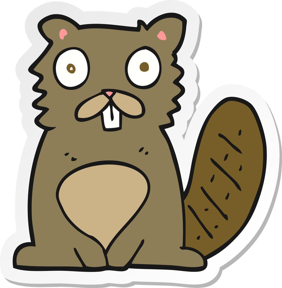 sticker of a cartoon beaver vector