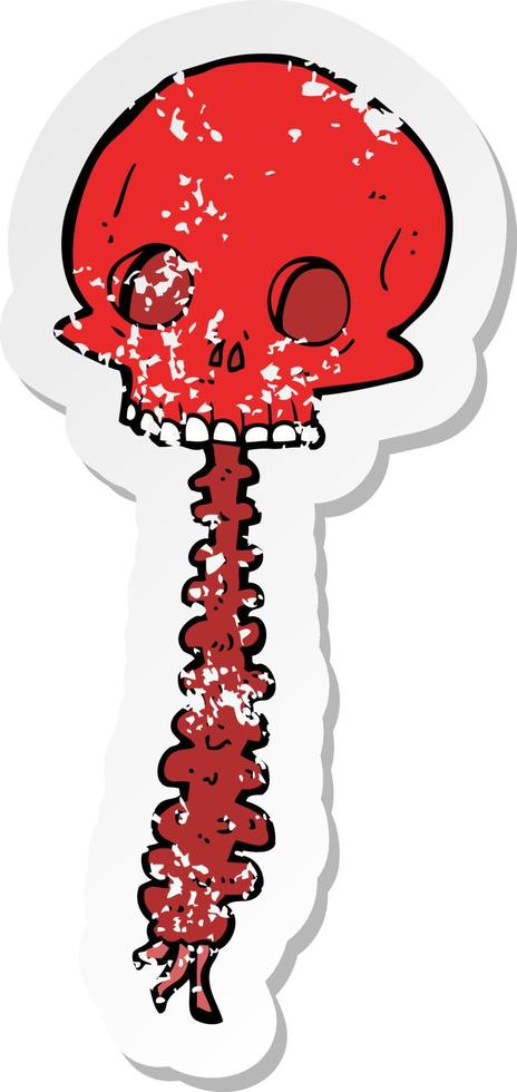 retro distressed sticker of a spooky cartoon sull and spine vector