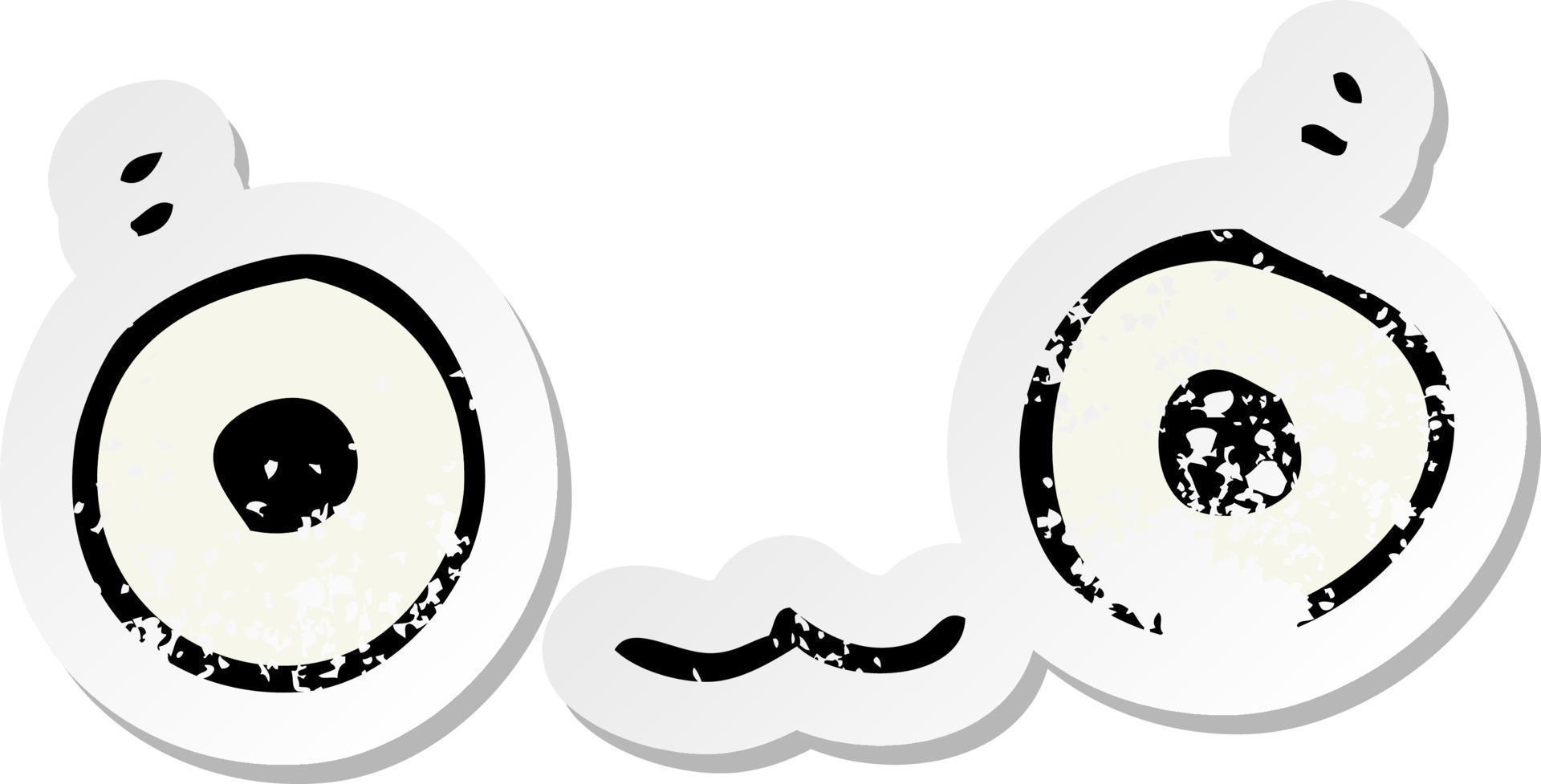 distressed sticker of a cute cartoon face vector