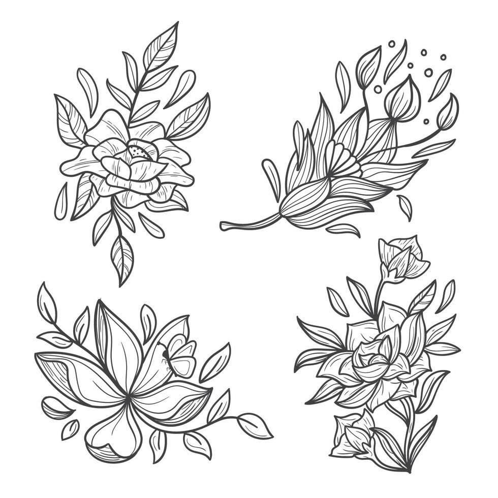 elemento floral realista dibujado a mano vector