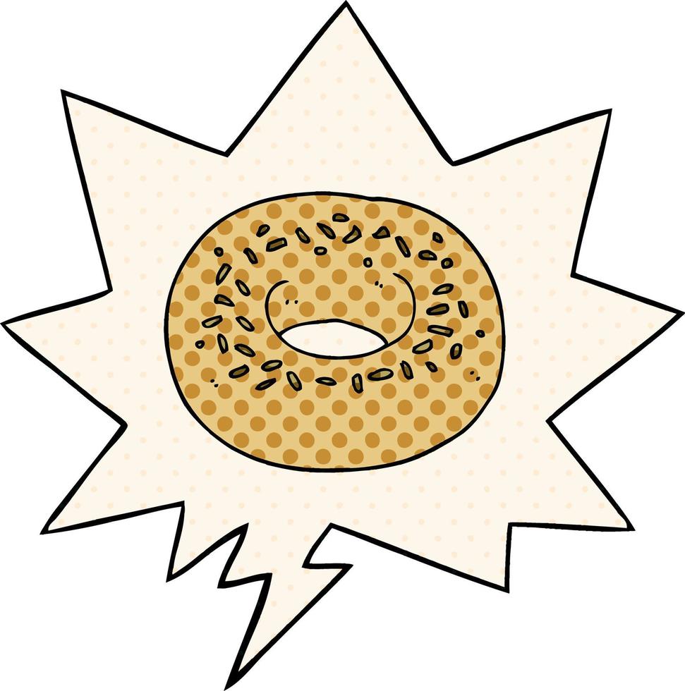 cartoon donut and speech bubble in comic book style vector