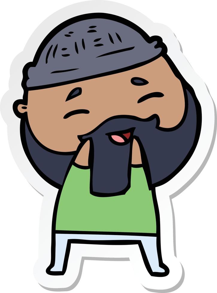 sticker of a cartoon happy bearded man vector