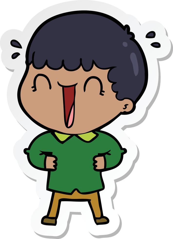 sticker of a laughing cartoon man vector
