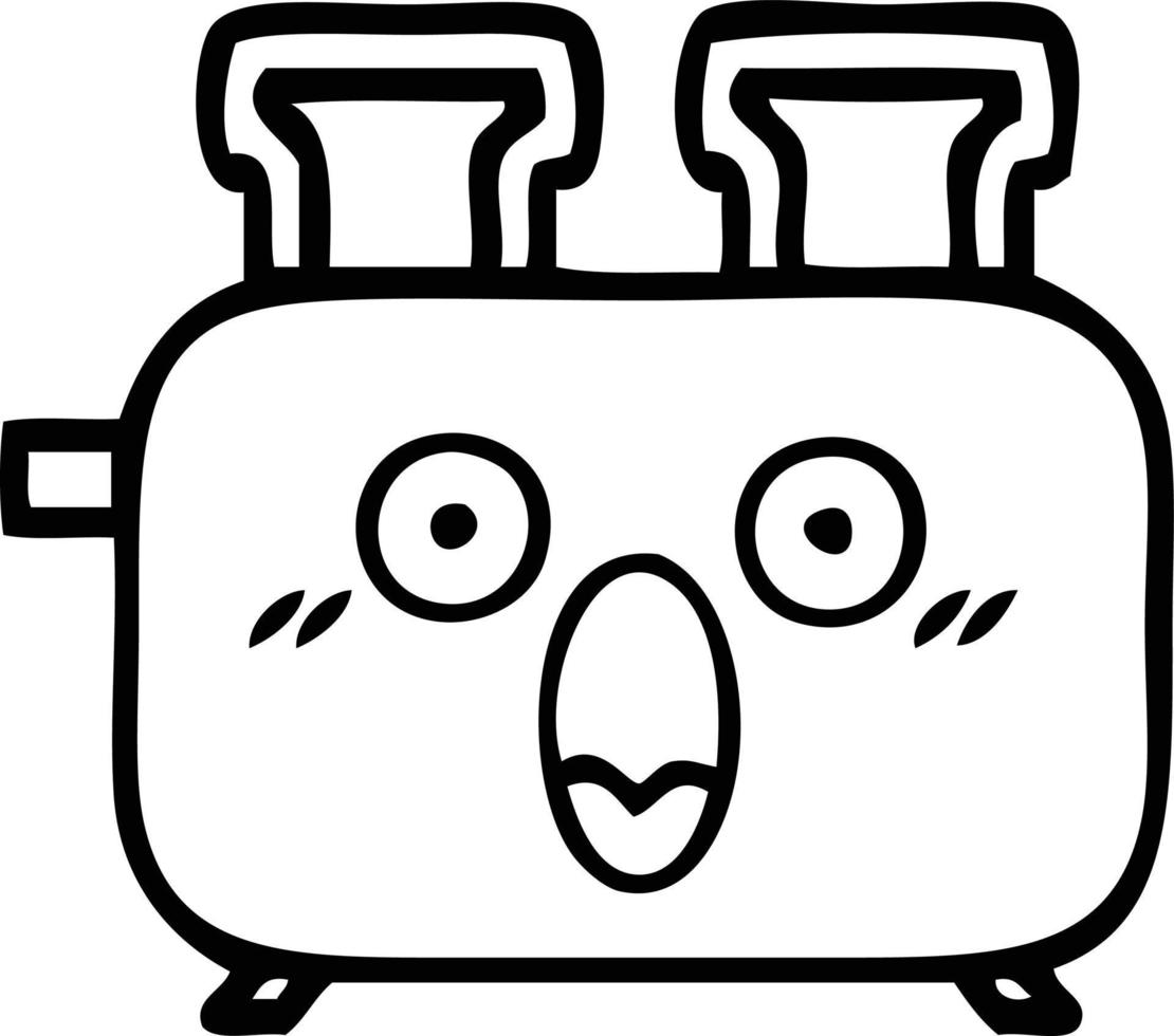 line drawing cartoon of a toaster vector