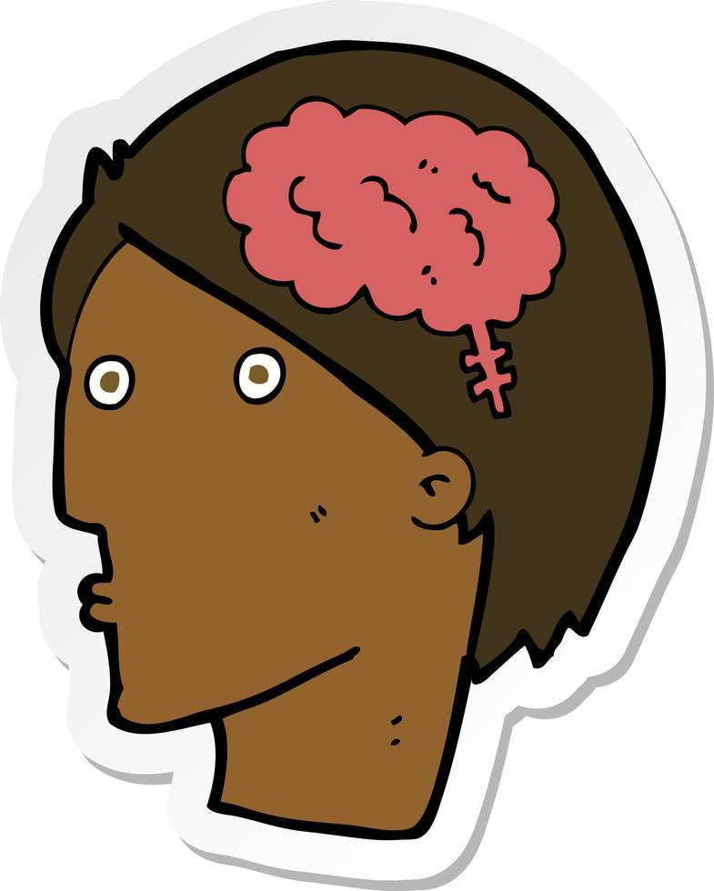 sticker of a cartoon man with brain symbol vector