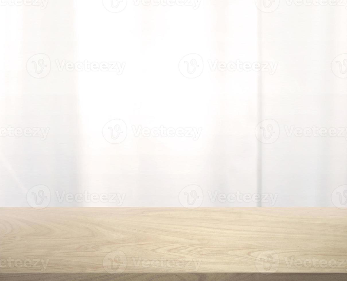 in front of a wooden table with a glass wall, blurry glass in the background For editing products or designing keys, layouts, background images photo