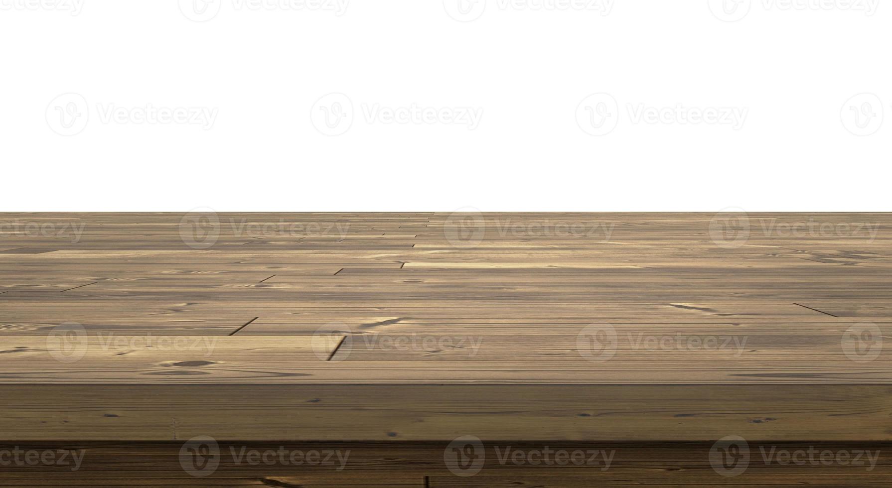 Wooden table top on white background.3d render photo