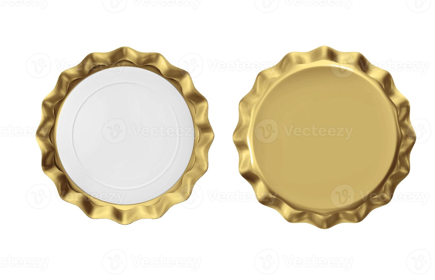 isolated gold bottle cap on white background. 3d render photo