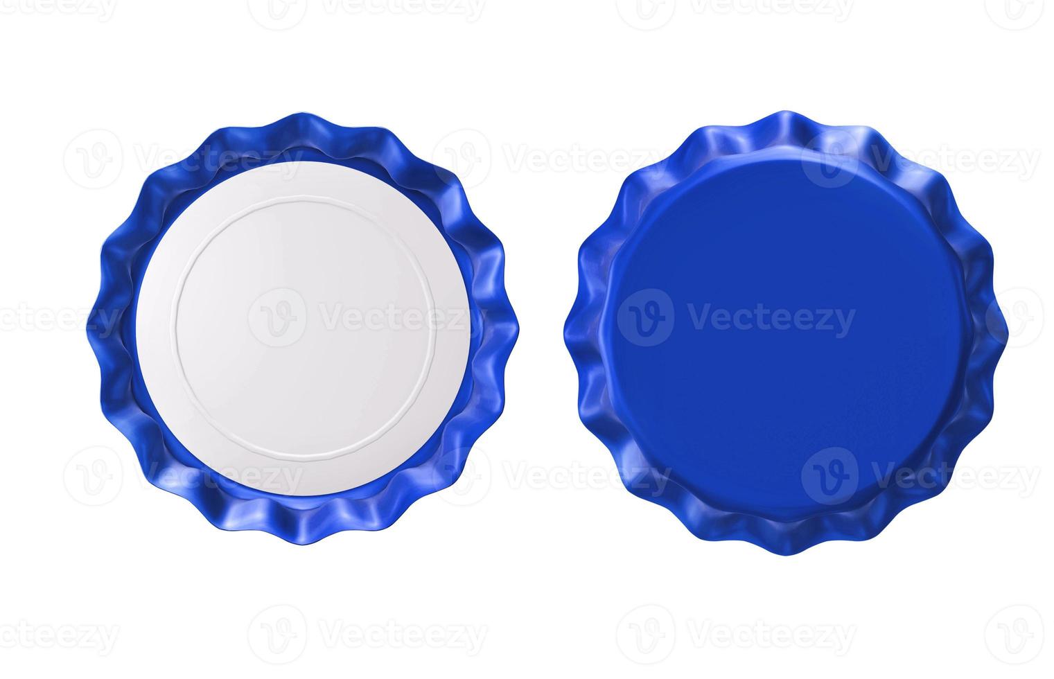 isolated blue bottle cap on white background. 3d render photo