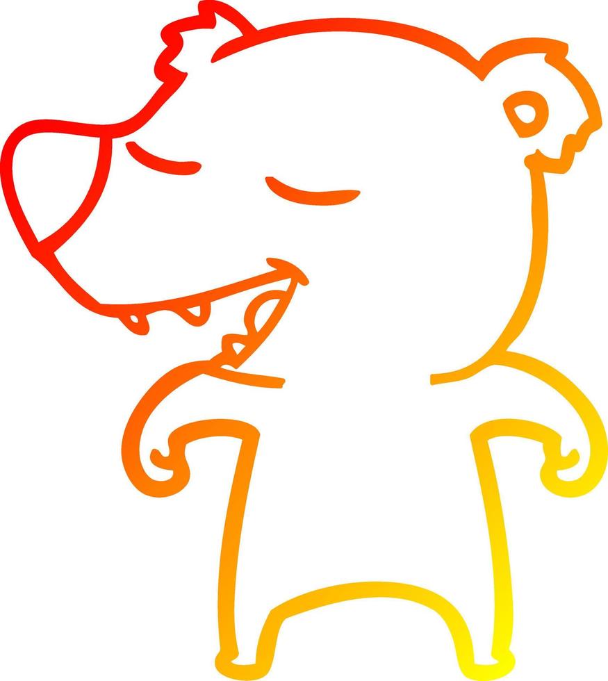 warm gradient line drawing cartoon bear vector