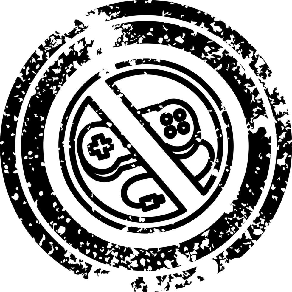 no gaming distressed icon vector