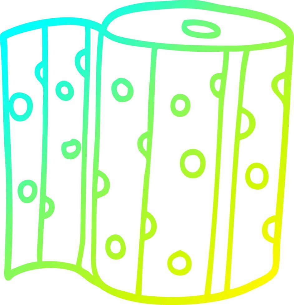 cold gradient line drawing cartoon kitchen roll vector