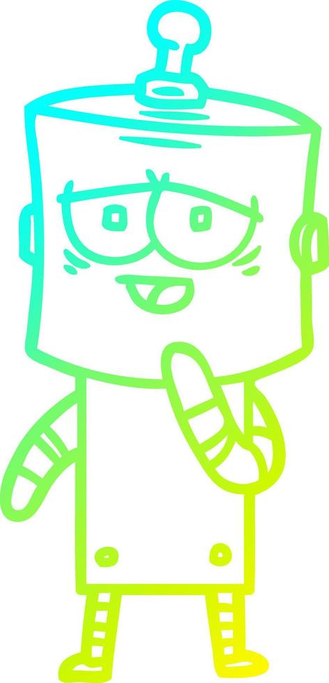 cold gradient line drawing cartoon robot vector