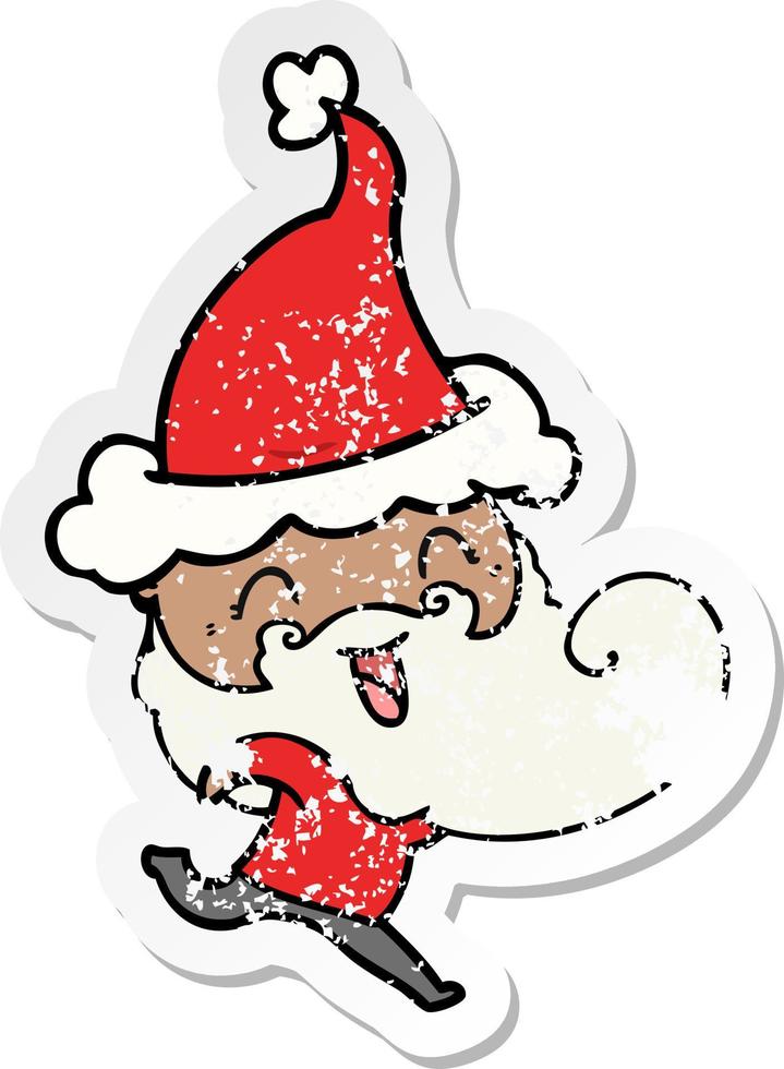 happy bearded man wearing santa hat vector