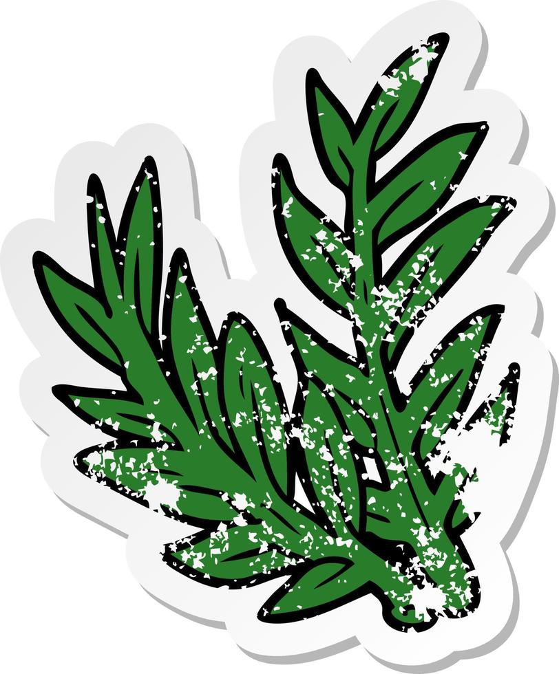 distressed sticker of a cartoon plant vector