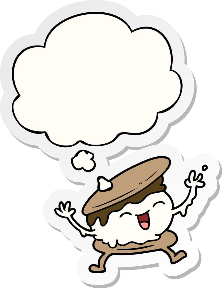 smore cartoon and thought bubble as a printed sticker vector