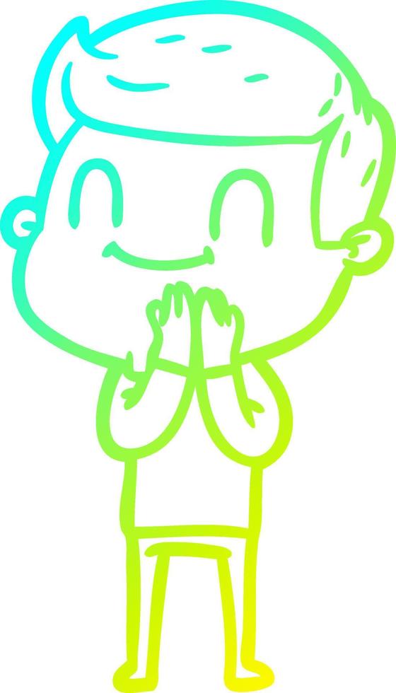 cold gradient line drawing cartoon friendly man vector