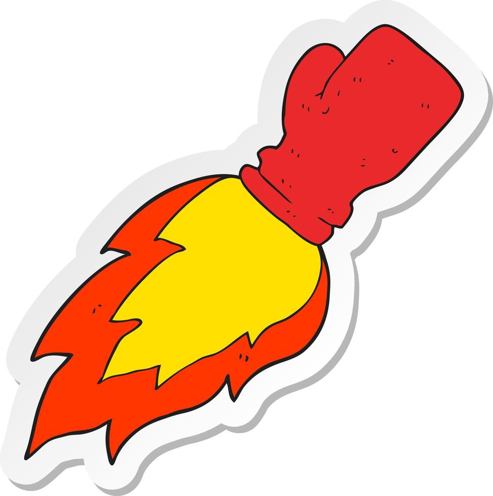 sticker of a cartoon boxing glove flaming punch vector