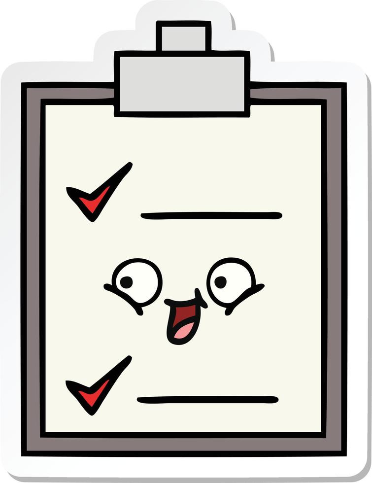 sticker of a cute cartoon check list vector