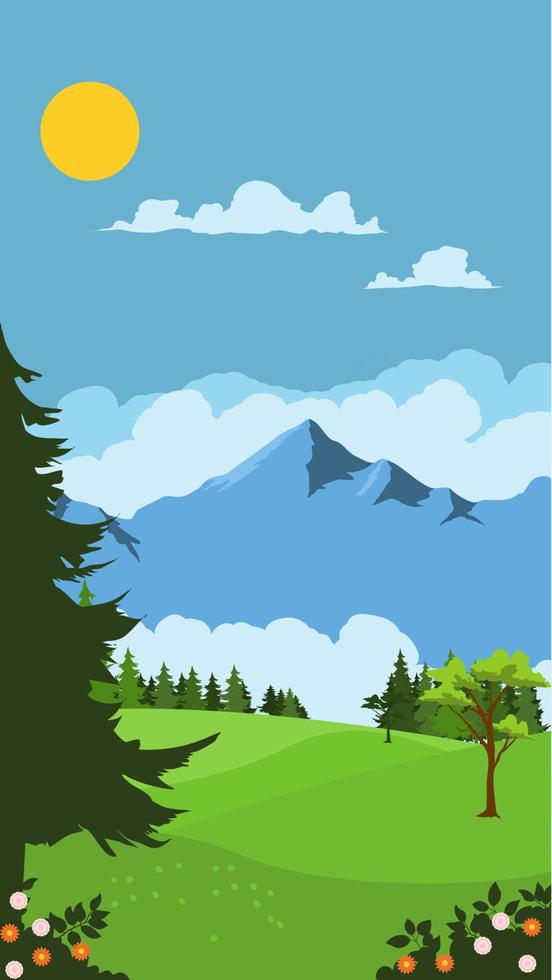 papel pintado paisaje naturaleza y minimalista vector