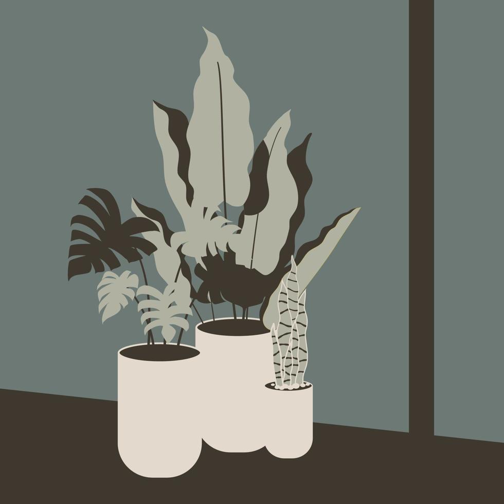 Decorative plants flat illustration background vector