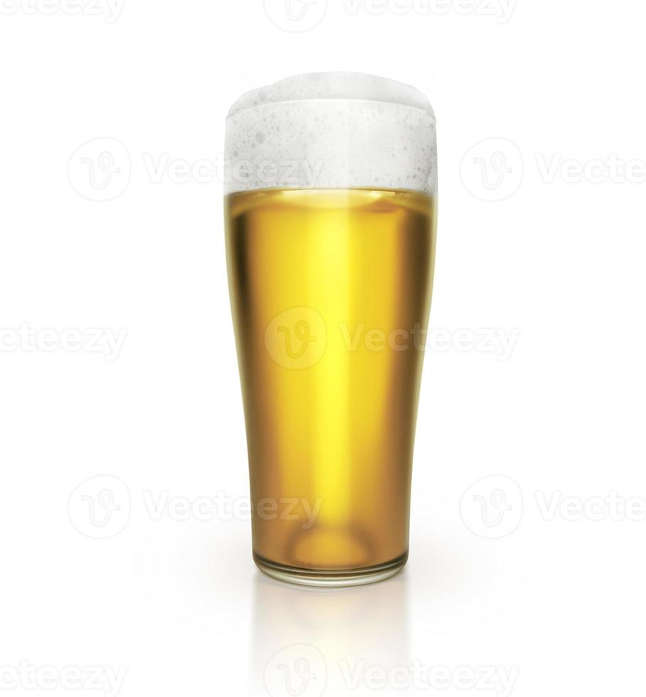 Glass with beer on white background.3d render photo