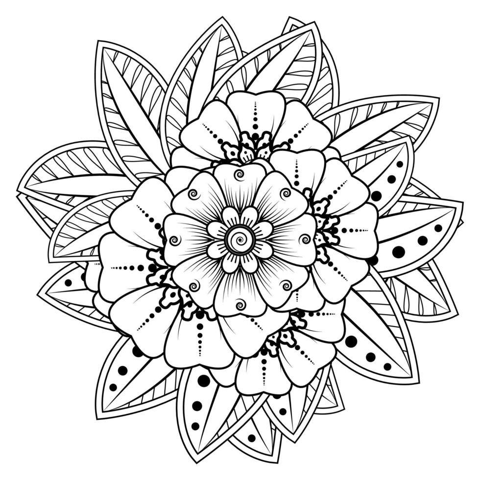 fondo floral con flor mehndi. ornamento decorativo en estilo étnico oriental. libro de colorear. vector