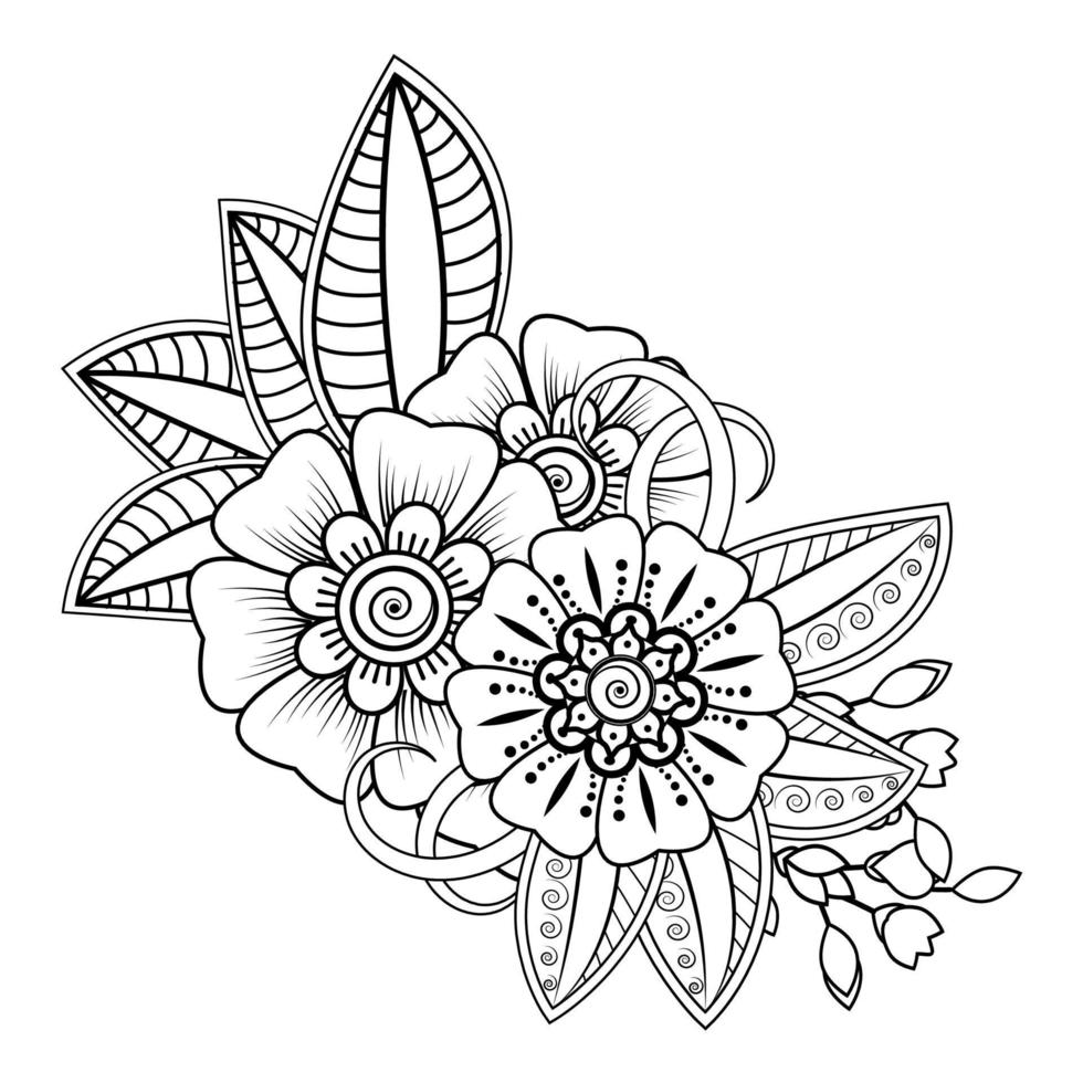 Floral Background with mehndi flower. Decorative ornament in ethnic oriental style. Coloring book. vector