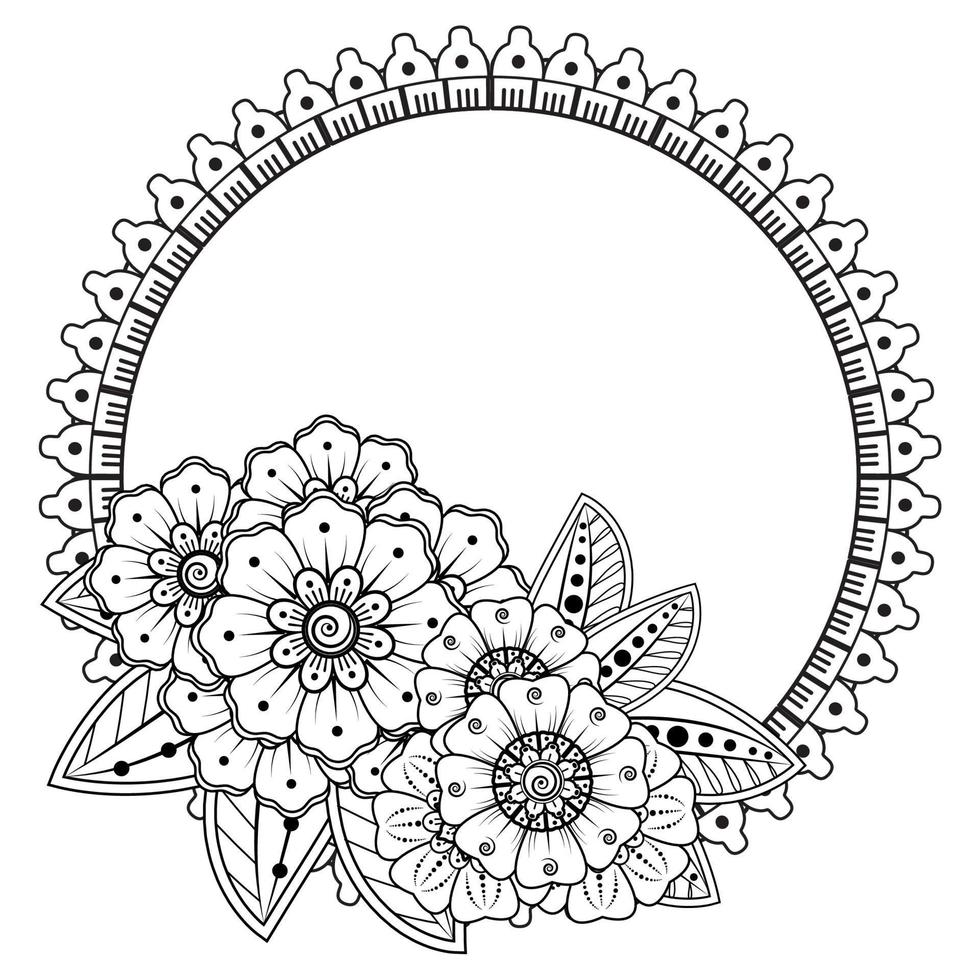 fondo floral con flor mehndi. ornamento decorativo en estilo étnico oriental. libro de colorear. vector