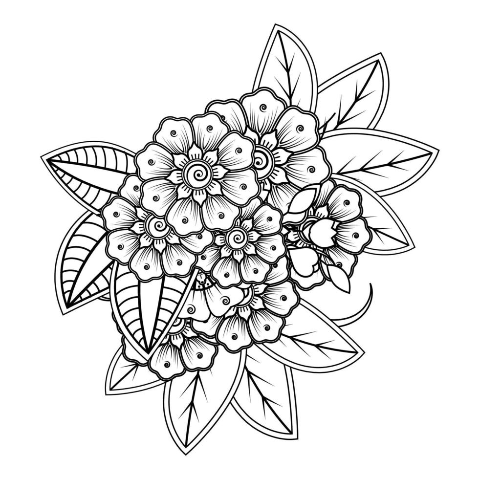 Floral Background with mehndi flower. Decorative ornament in ethnic oriental style. Coloring book. vector