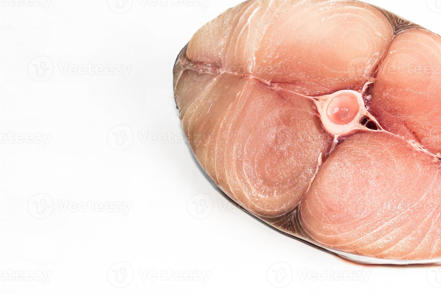 Closeup Fillet of King Mackerel Slide on background,Scomberomorus photo