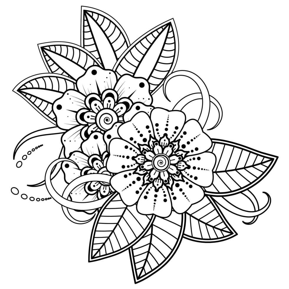 fondo floral con flor mehndi. ornamento decorativo en estilo étnico oriental. libro de colorear. vector