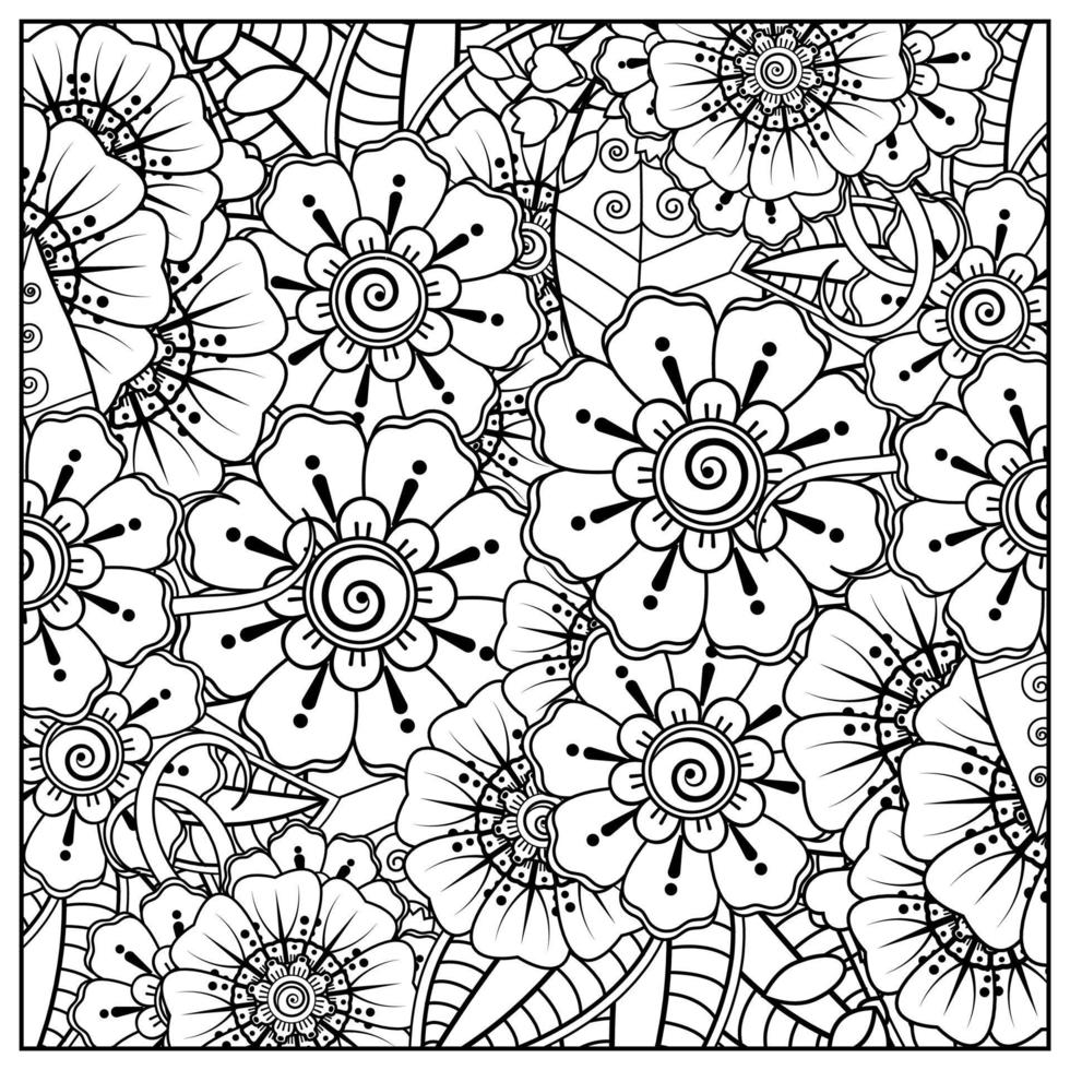 Mehndi flower for henna, mehndi, tattoo, decoration. Decorative ornament in ethnic oriental style. vector