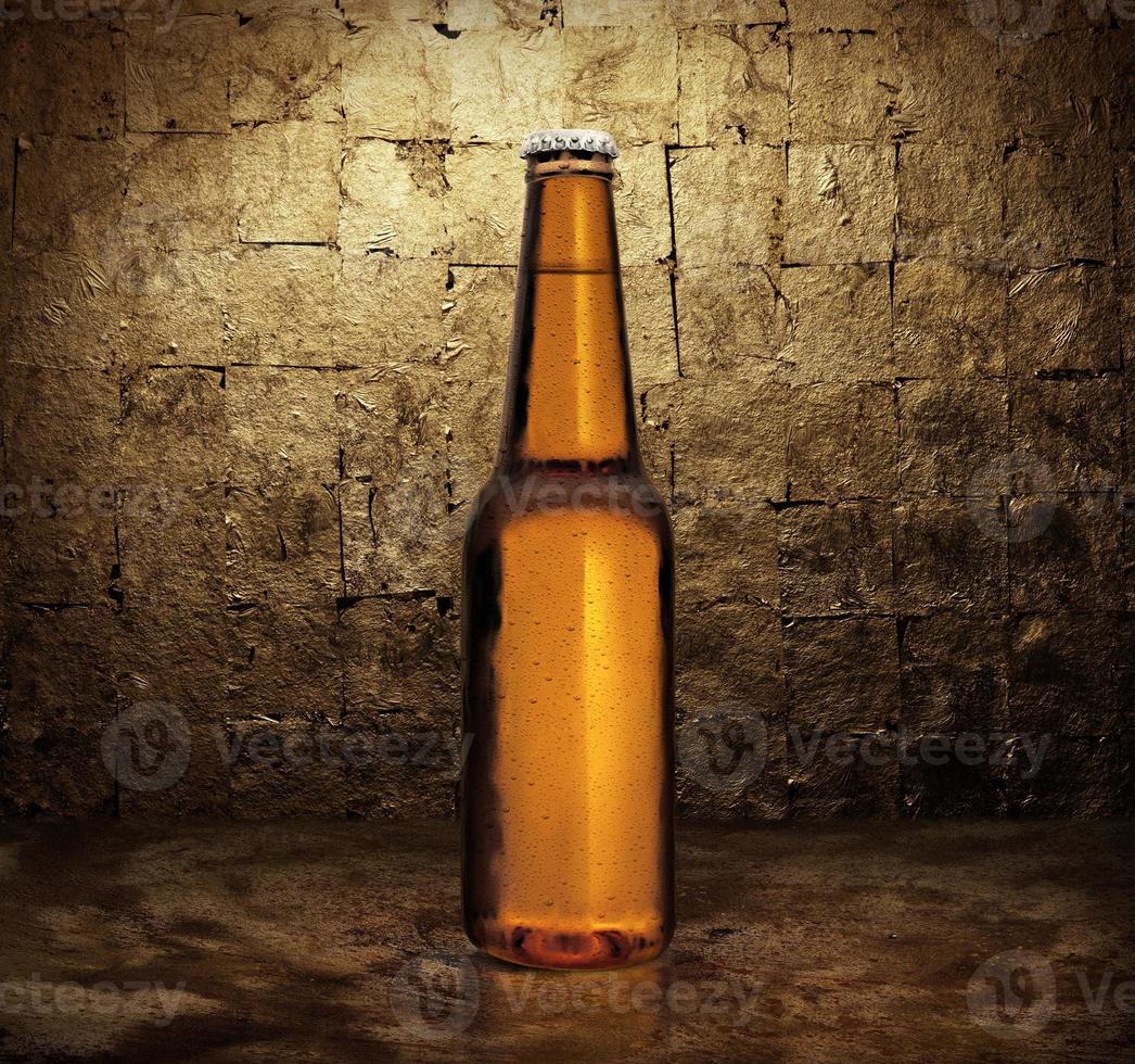 Close up of three beer bottles. Cold refreshment photo