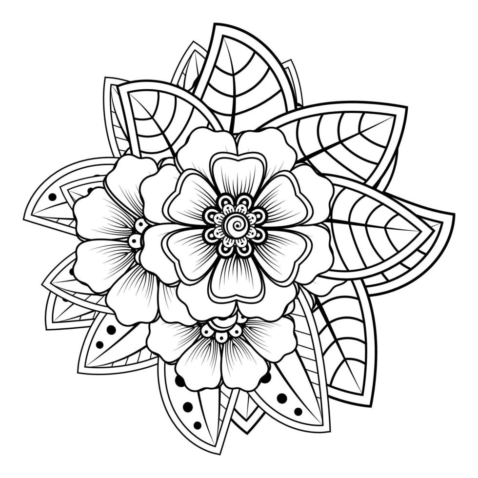 Floral Background with mehndi flower. Decorative ornament in ethnic oriental style. Coloring book. vector