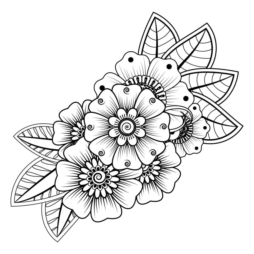 Floral Background with mehndi flower. Decorative ornament in ethnic oriental style. Coloring book. vector