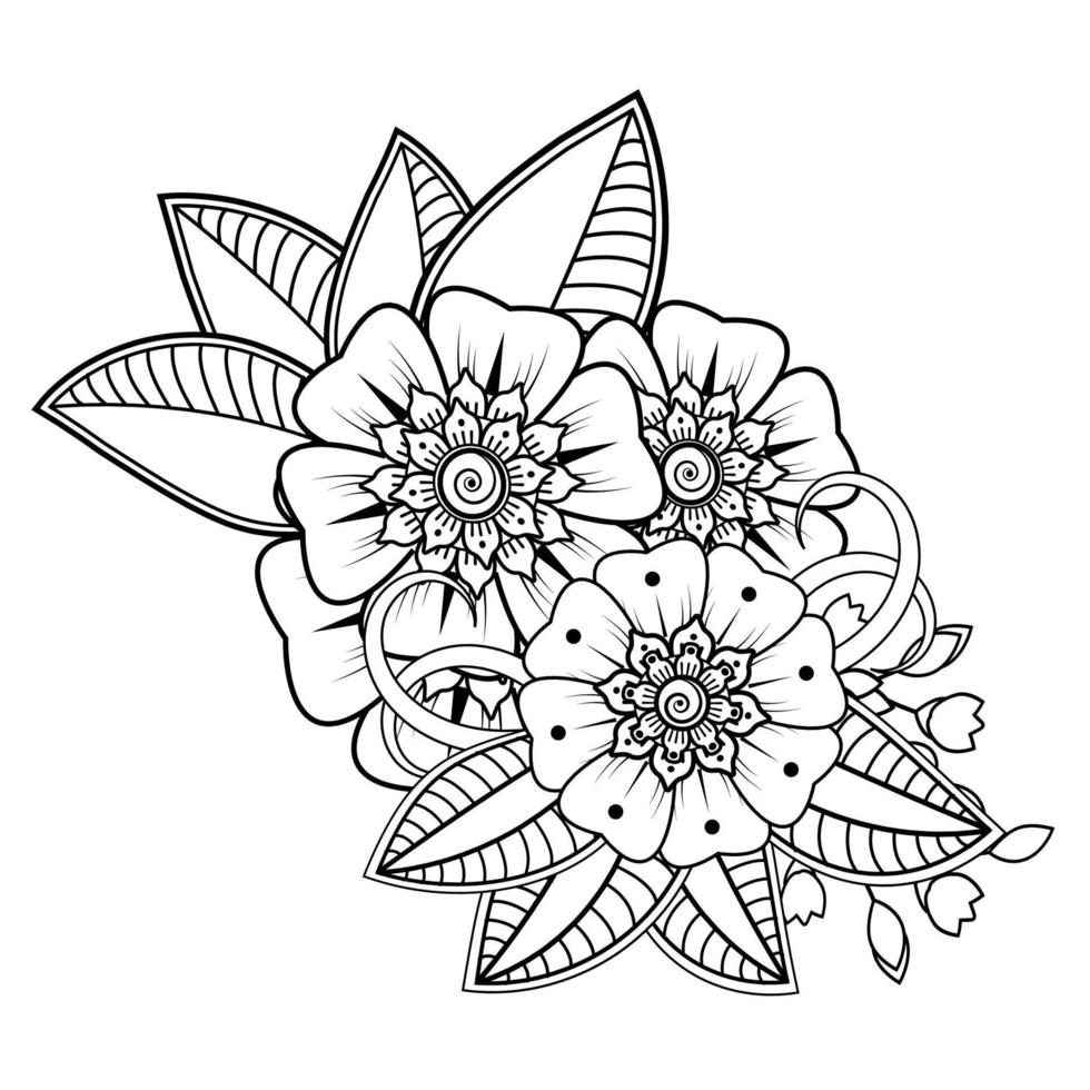 fondo floral con flor mehndi. ornamento decorativo en estilo étnico oriental. libro de colorear. vector