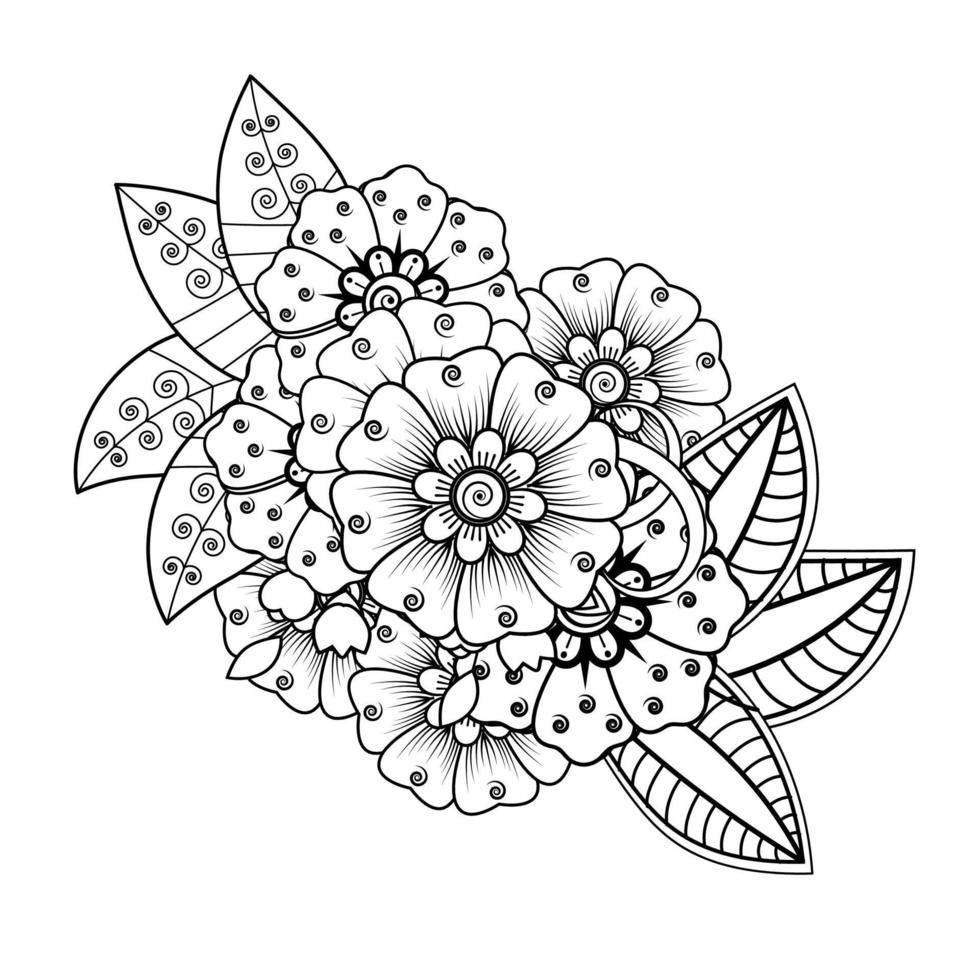 Floral Background with mehndi flower. Decorative ornament in ethnic oriental style. Coloring book. vector