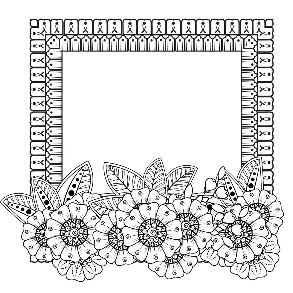 Floral Background with mehndi flower. Decorative ornament in ethnic oriental style. Coloring book. vector