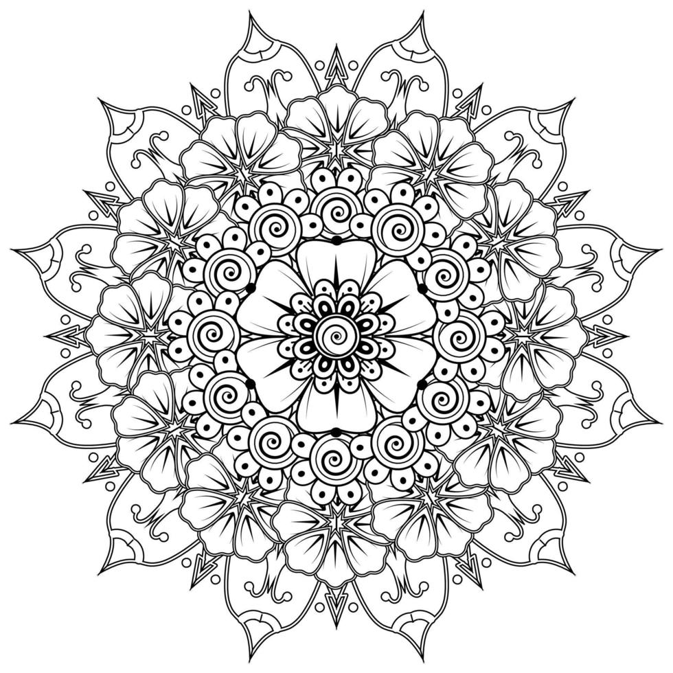 Mehndi flower for henna, mehndi, tattoo, decoration. Decorative ornament in ethnic oriental style. vector