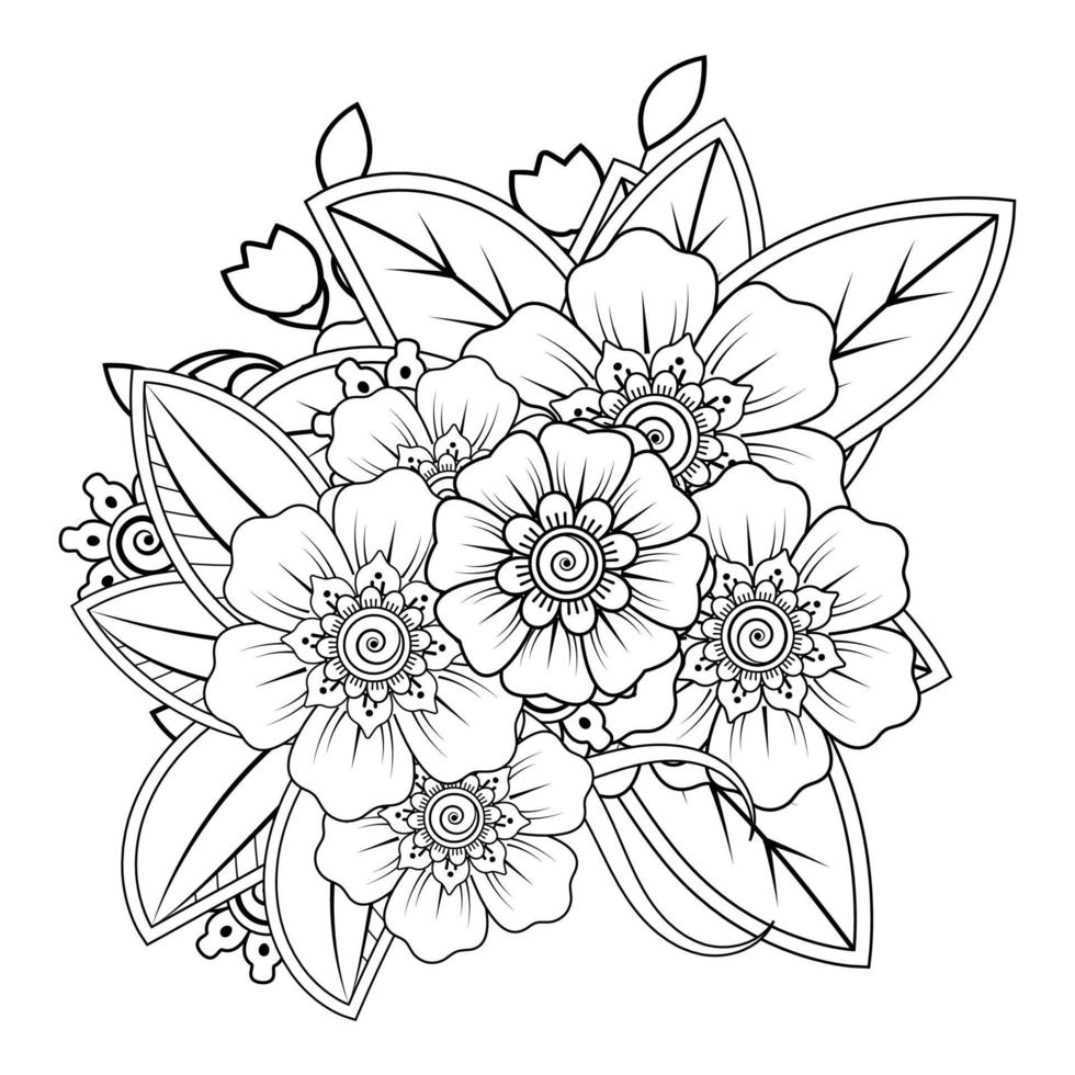 Floral Background with mehndi flower. Decorative ornament in ethnic oriental style. Coloring book. vector