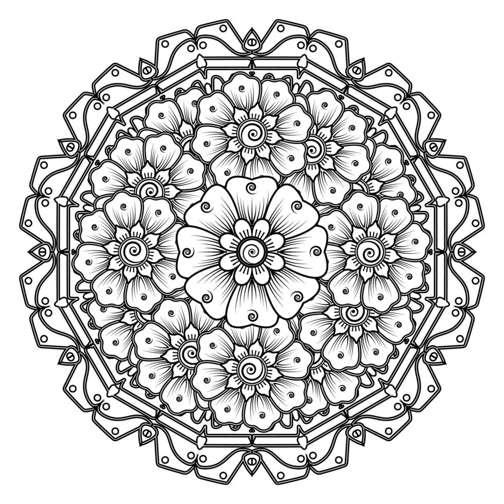 Floral Background with mehndi flower. Decorative ornament in ethnic oriental style. Coloring book. vector