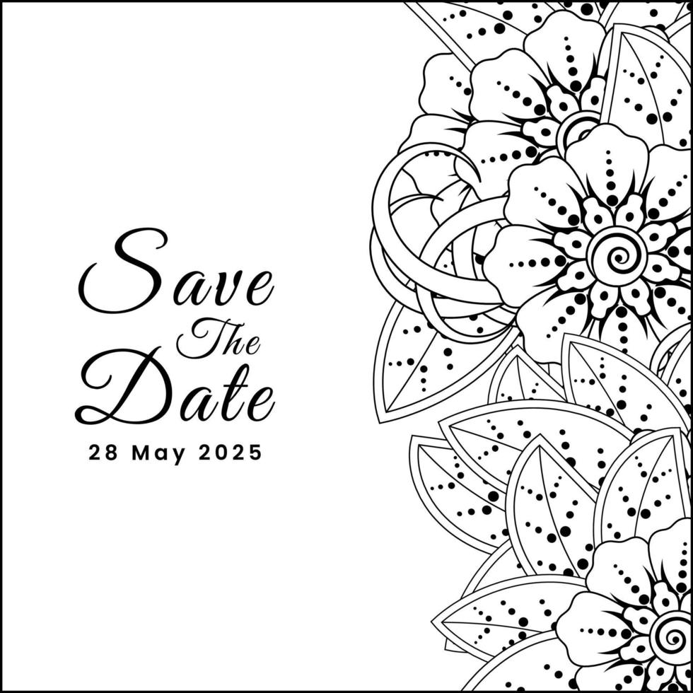 Floral Background with mehndi flower. Decorative ornament in ethnic oriental style. Coloring book. vector